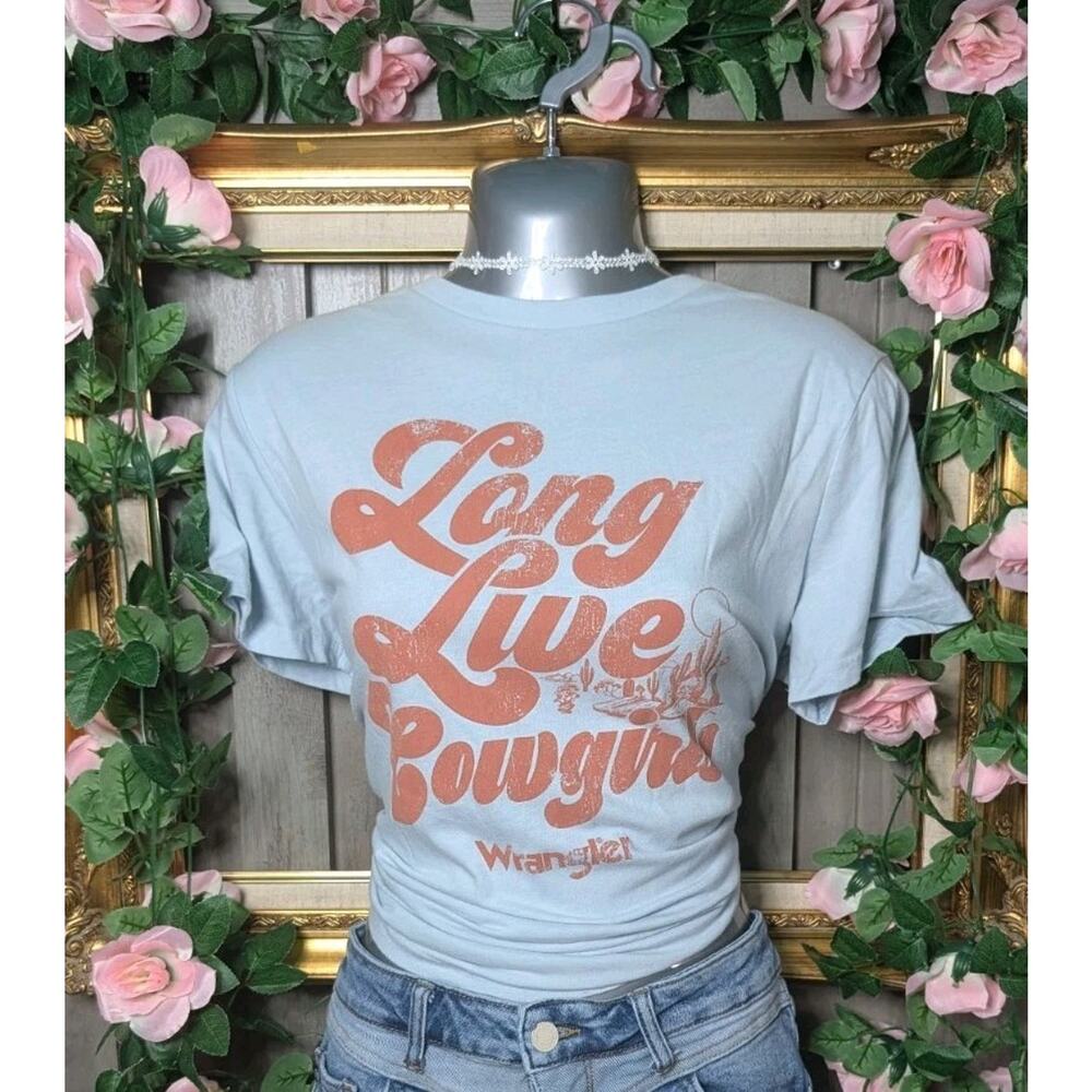 Wrangler Light Blue Cotton Jersey "Long Live Cowgirls" Graphic T-Shirt M